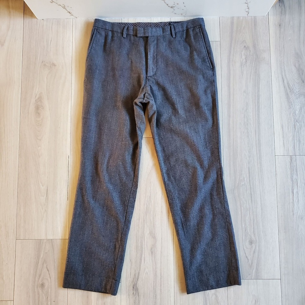 Banana Republic Dress Pants Mens 34x32 Gray Wool Tweed Slim Straight Formal